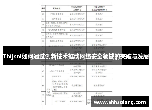 Thijsnl如何通过创新技术推动网络安全领域的突破与发展